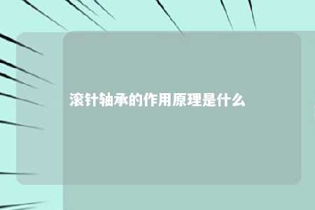 滚针轴承的作用原理是什么 